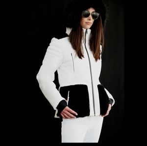 Brendratti White Winter Coat Mink Fox Fur Goose D